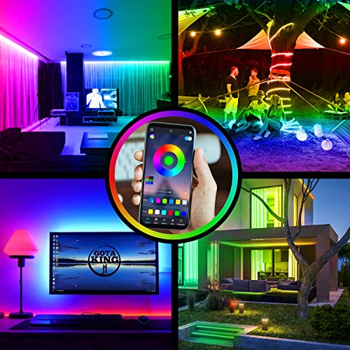 20M RGB LED Strip Lights with Bluetooth Control