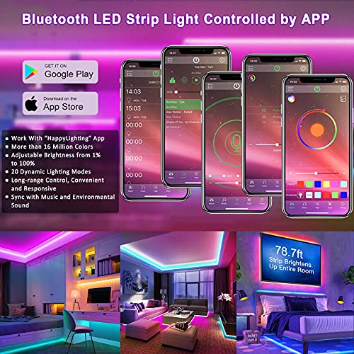 20M Bluetooth RGB LED Strip Lights Kit