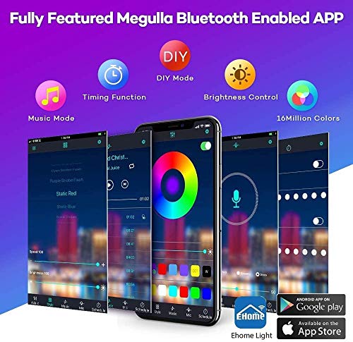 30m Color-Changing LED Strip with Bluetooth Control