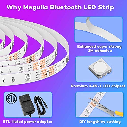 30m Color-Changing LED Strip with Bluetooth Control