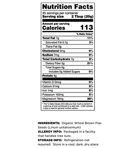 Organic Brown Flax Seeds, Terrasoul Superfoods, 2lb