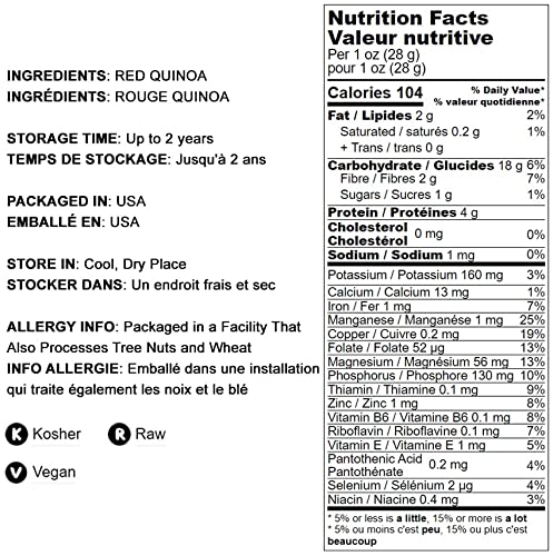 Red Quinoa Seeds: Raw, Sproutable, Vegan, Kosher. 1.5lbs