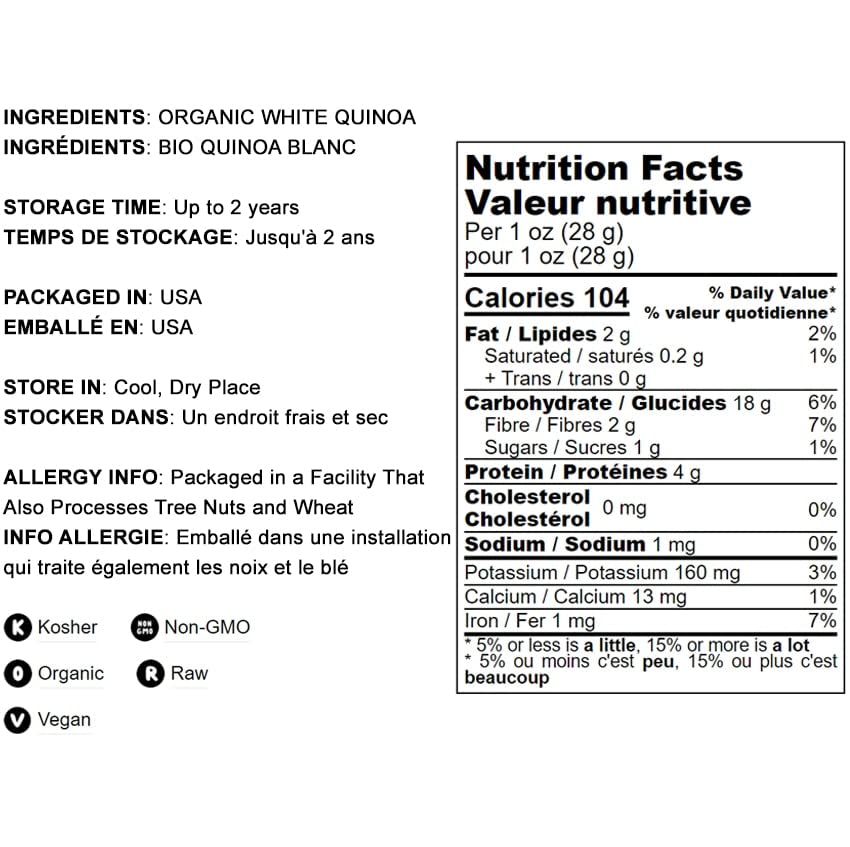 Organic Royal White Quinoa, 5 Pounds - Raw & Vegan