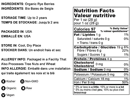 Organic Cracked Rye Berries - Raw & Vegan