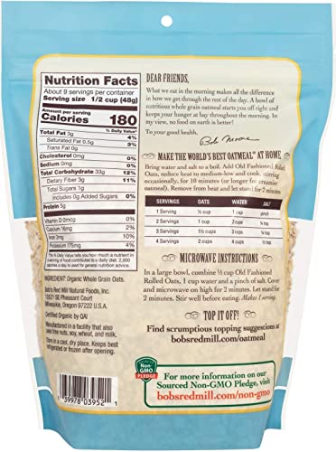 Bob's Red Mill Organic Rolled Oats, 16 oz