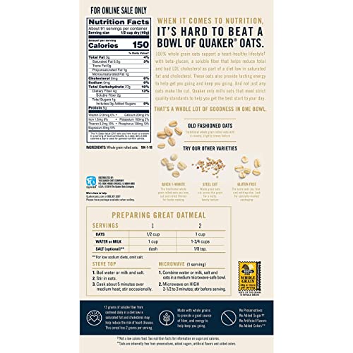 Quaker Rolled Oats, Non-GMO, 90 Servings, 4lb x2