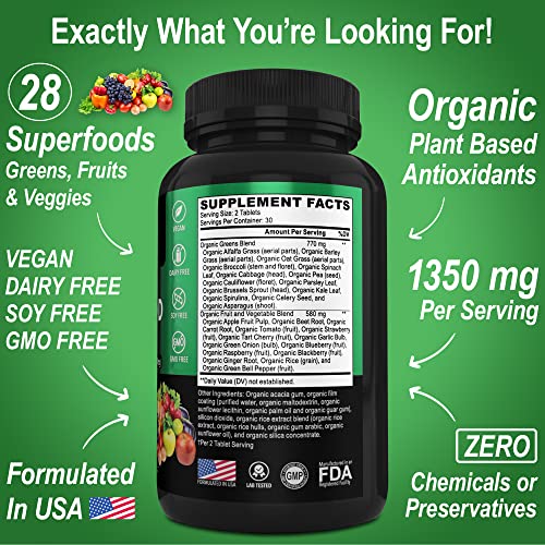 Organic Superfood Greens & Fruit Supplements - Energy Boost