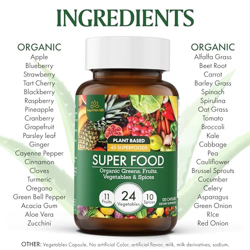 Organic Superfood Greens & Reds Supplement Capsules - 120ct