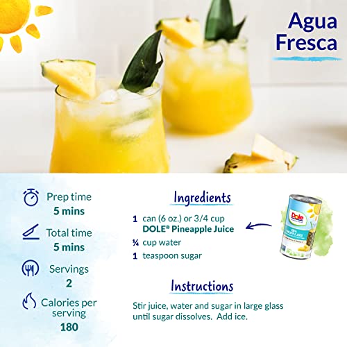 Dole Pineapple Juice, No Sugar Added, 8.4oz, 24 Pack