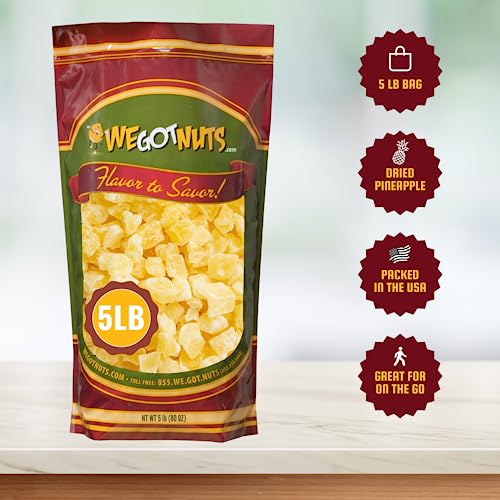 Raw Dried Pineapple Chunks (5lb) | Kosher Certified