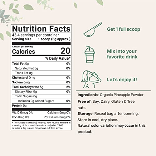 8oz Organic Pineapple Powder - Freeze-Dried, Natural, Non-GMO