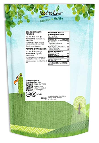 Raw Sea Buckthorn Powder, 1 lb - Vegan, Unsulfured