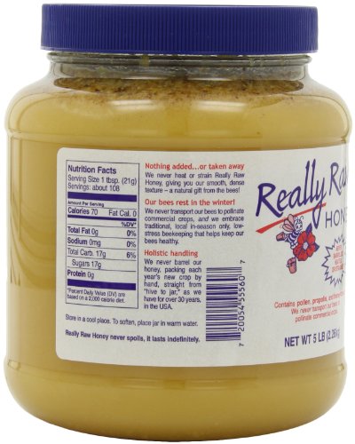 Unprocessed 5lb Raw Honey - Pure and Natural