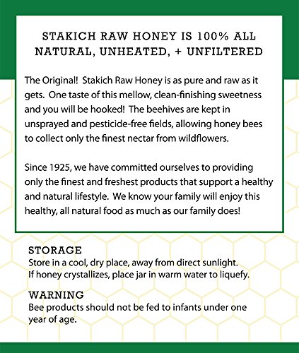 Stakich Raw Honey - Pure, Unprocessed, Unheated, Kosher