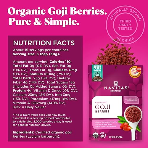 Navitas Organics Organic Goji Berries, 16 oz - 15 Servings