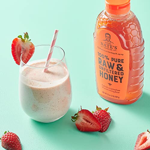 Nate's Award-Winning Raw Honey, 32oz Squeeze Bottle, 6-Pack