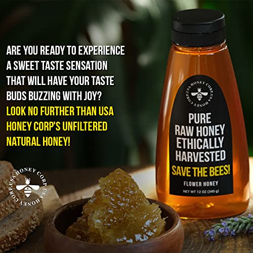 16oz Pure Raw Unfiltered Honey Squeeze Bottle No-Drip