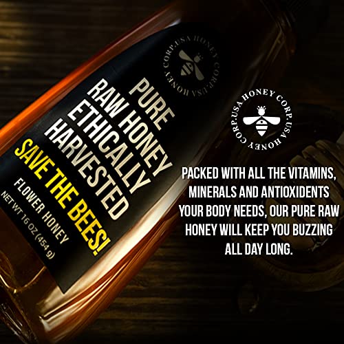 16oz Pure Raw Unfiltered Honey Squeeze Bottle No-Drip