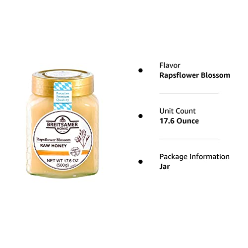 Breitsamer Rapsflower Blossom Honey, 17.6 oz Jar