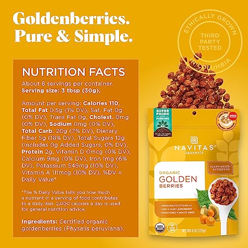 Navitas Organics Goldenberries - Organic, Non-GMO, Sun-Dried, Sulfite-Free