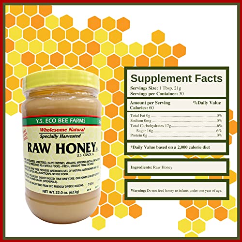 Organic Raw Honey: Unpasteurized, Unfiltered, Kosher, Gluten-Free - 22oz