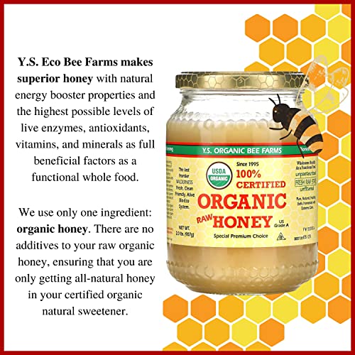 100% Certified Y.S. Organic Raw Honey - 2lb Jar