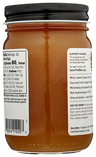 Organic Raw Clover Blossom Honey, 18 Ounce
