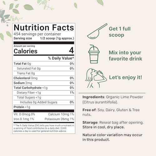 Organic Freeze Dried Lime Powder, 1.5lbs | Non-GMO & Vegan