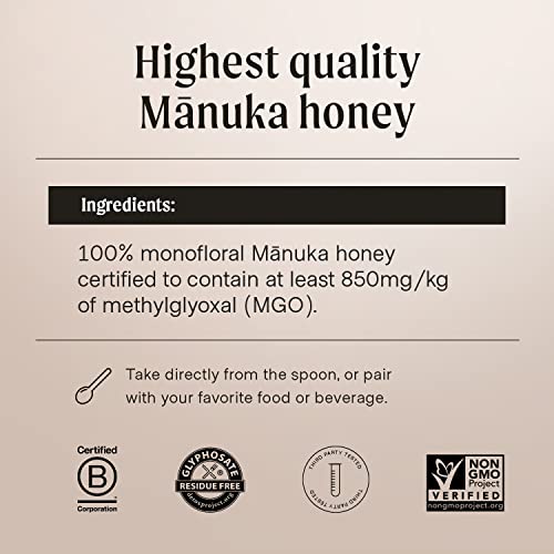 Manukora Raw Manuka Honey, MGO 850+, Non-GMO - 250g