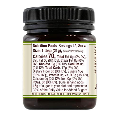 Organic Raw Manuka Honey KFactor 16+, 8.8 Oz
