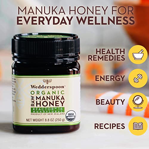 Organic Raw Manuka Honey KFactor 16+, 8.8 Oz