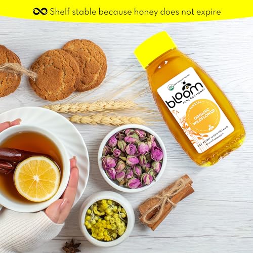 Organic Wildflower 16oz Raw Unfiltered Honey Bloom Honey