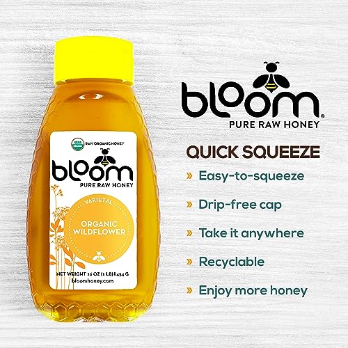 Organic Wildflower 16oz Raw Unfiltered Honey Bloom Honey