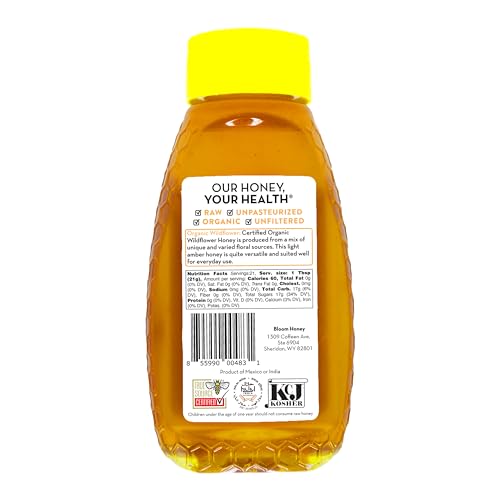 Organic Wildflower 16oz Raw Unfiltered Honey Bloom Honey