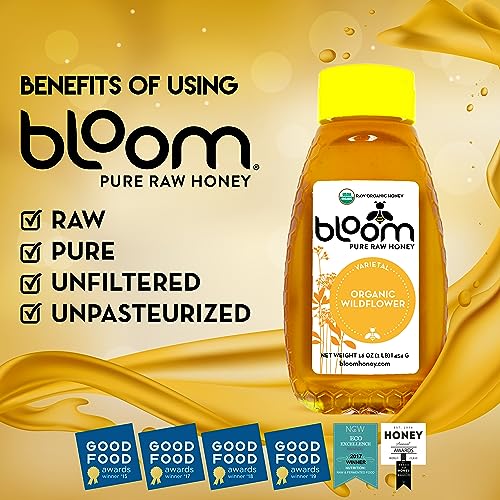 Organic Wildflower 16oz Raw Unfiltered Honey Bloom Honey