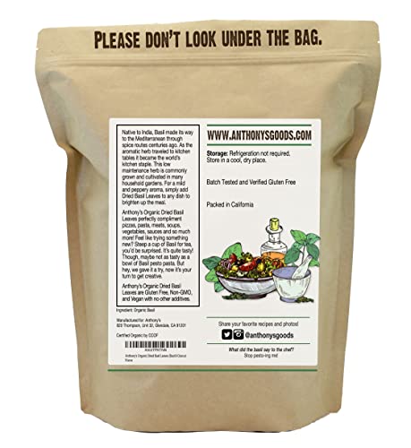 Organic Dried Basil Leaves, 8 oz, Raw & Natural