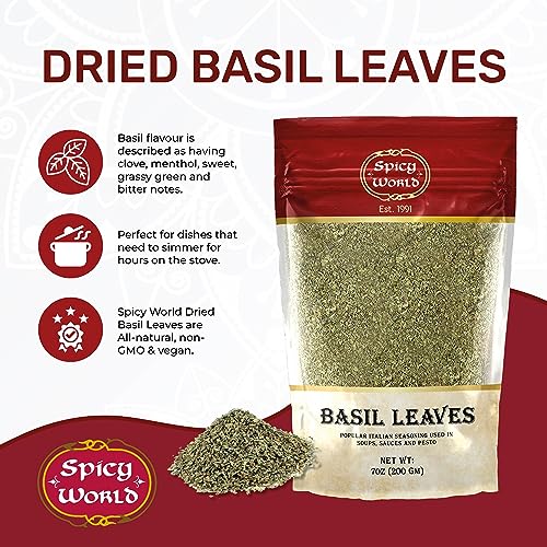 7oz Dried Basil Leaves - Natural, Non-GMO Vegan