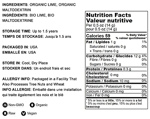 Organic Lime Powder - 1lb - Raw Citrus Vegan