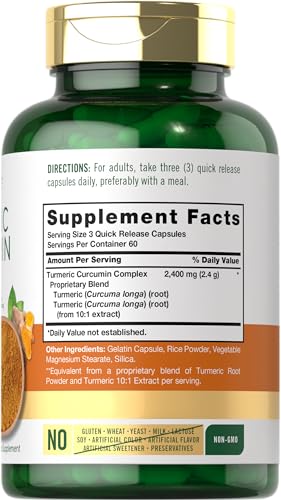Carlyle Turmeric Curcumin Supplement 2400mg | 180 Capsules