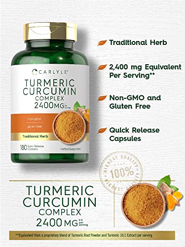 Carlyle Turmeric Curcumin Supplement 2400mg | 180 Capsules