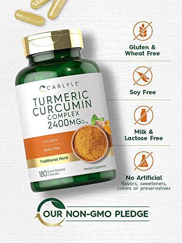 Carlyle Turmeric Curcumin Supplement 2400mg | 180 Capsules