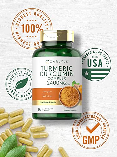 Carlyle Turmeric Curcumin Supplement 2400mg | 180 Capsules