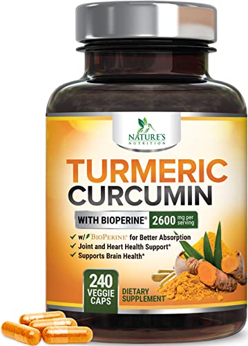 Organic Turmeric Curcumin 2600mg Capsules, Vegan Joint Support