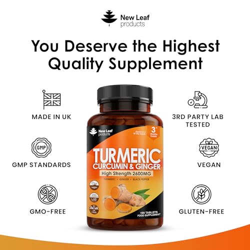 Turmeric Tablets with Black Pepper & Ginger - 180 Count