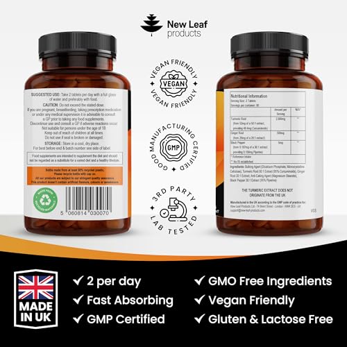 Turmeric Tablets with Black Pepper & Ginger - 180 Count