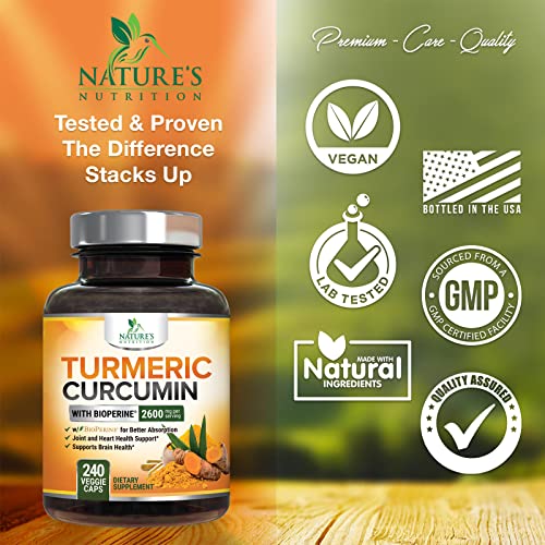 Organic Turmeric Curcumin 2600mg Capsules, Vegan Joint Support