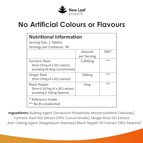 Turmeric Tablets with Black Pepper & Ginger - 180 Count