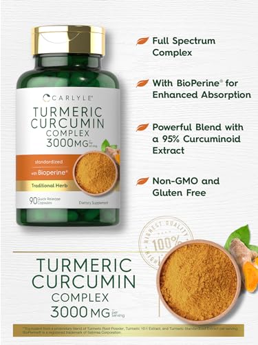 Carlyle Turmeric Curcumin with Black Pepper 3000mg Capsules