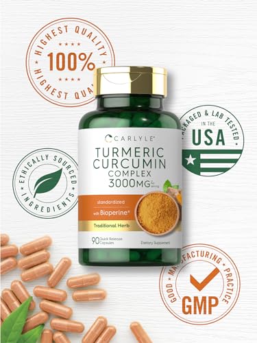 Carlyle Turmeric Curcumin with Black Pepper 3000mg Capsules