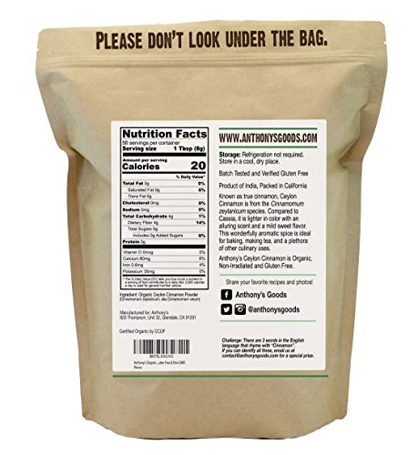 1 lb Organic Ceylon Cinnamon Powder, Gluten and GMO Free